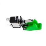 Metallic switch for vehicles, ON and OFF, green led, matt green plastic cover